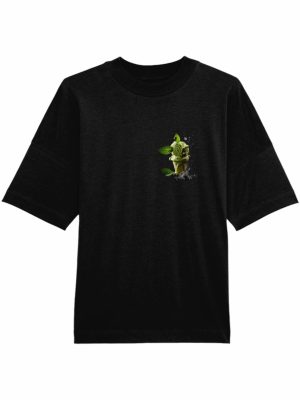 Tricou Oversized Negru din Bumbac Organic / Înghețată