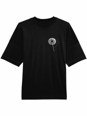 Tricou Oversized Negru din Bumbac Organic / Papadie