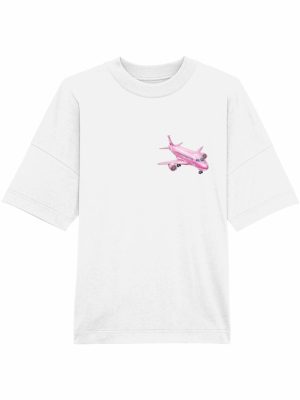Tricou Oversized Alb din Bumbac Organic / Avion
