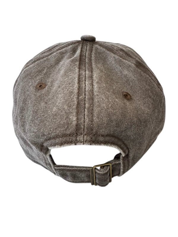 Sapca washed brown din bumbac, model vintage - imagine 2