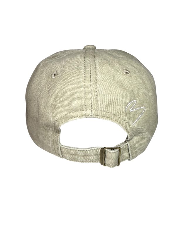 Sapca washed crem din bumbac, model vintage - imagine 2
